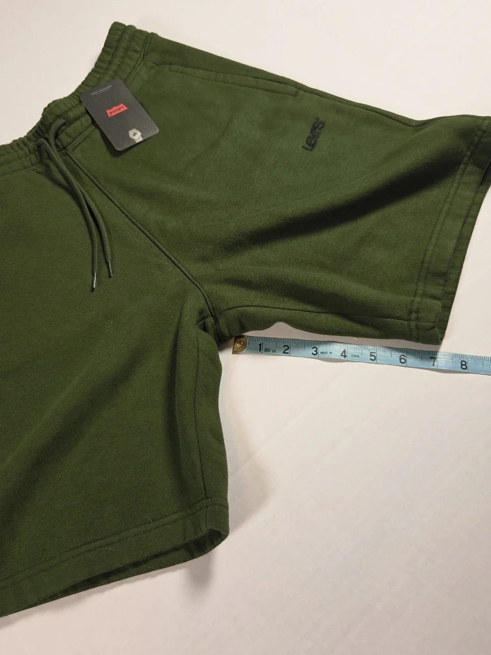Levis Men's S Olive Green Athletic Shorts Drawstring  Cotton Blend With Pockets